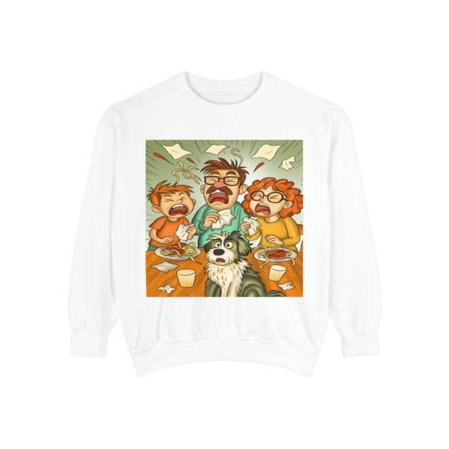 Family Pillow Fight Sweatshirt — Funny Cozy Family Cartoon Crewneck